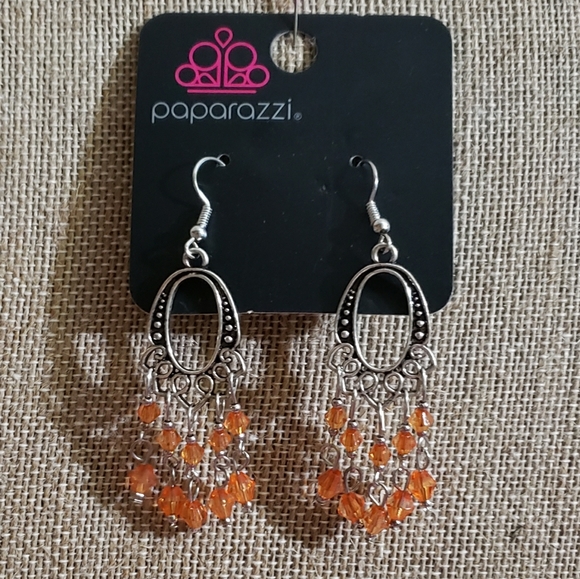 Paparazzi Earrings - Not The Only Fish In The Sea Orange - Picture 1 of 3